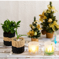 Rattan Wrapped Glass Cup With Handle glass flower pots clear glass candle holder Supplier